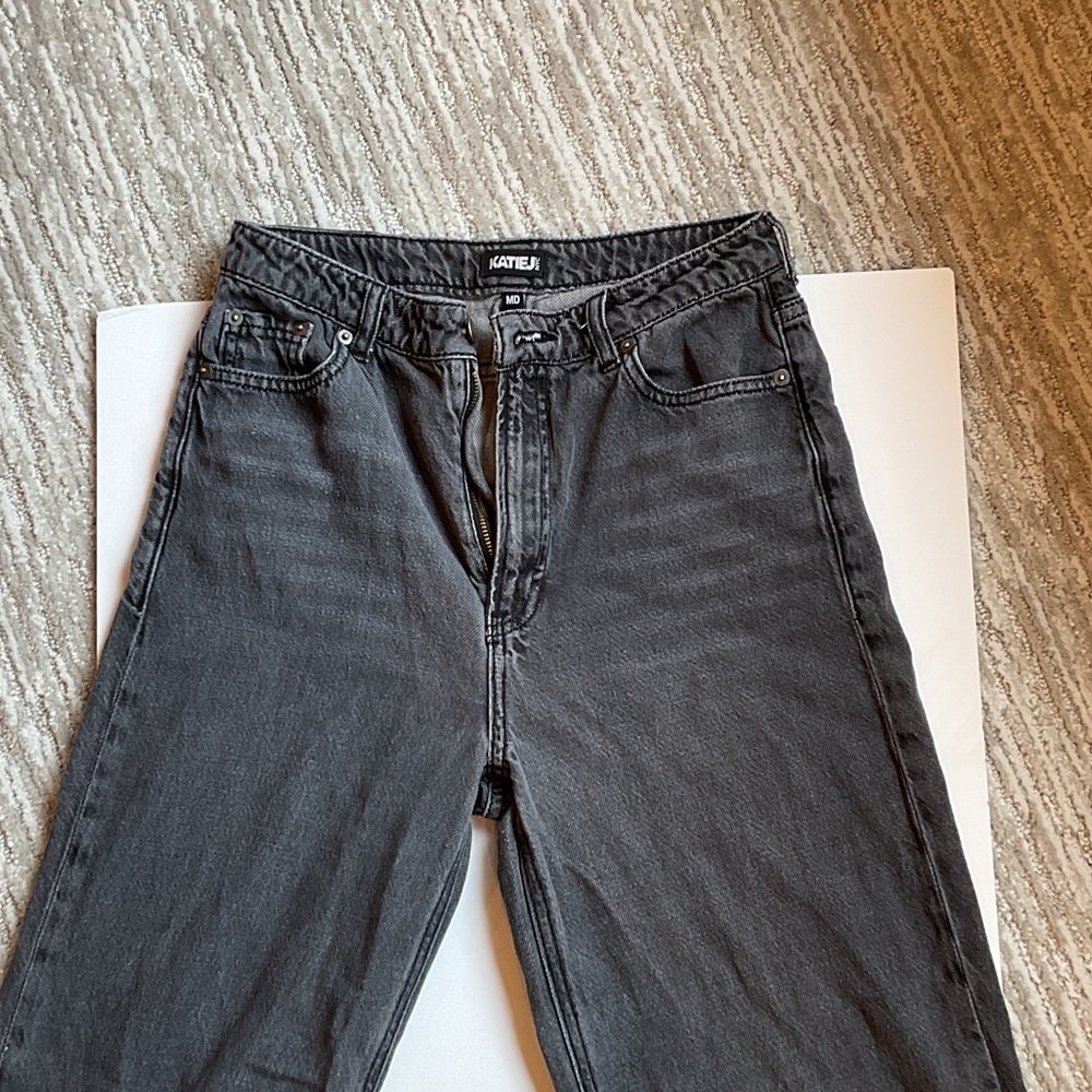 Katie J NYC Charcoal Straight Leg Jeans